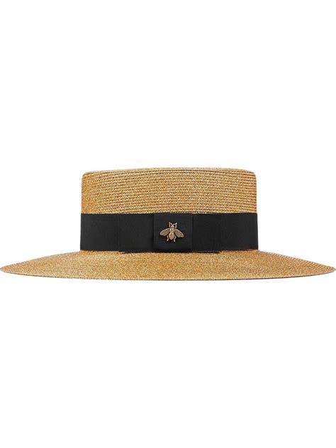 gucci bee-embellished boater hat|men gucci boater hat.